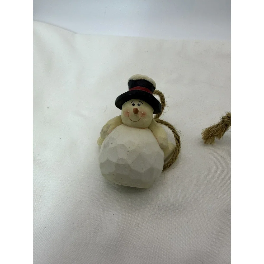 Set of 4 CMI/Henton Christmas Ornament Snowmen Rolling Snowball